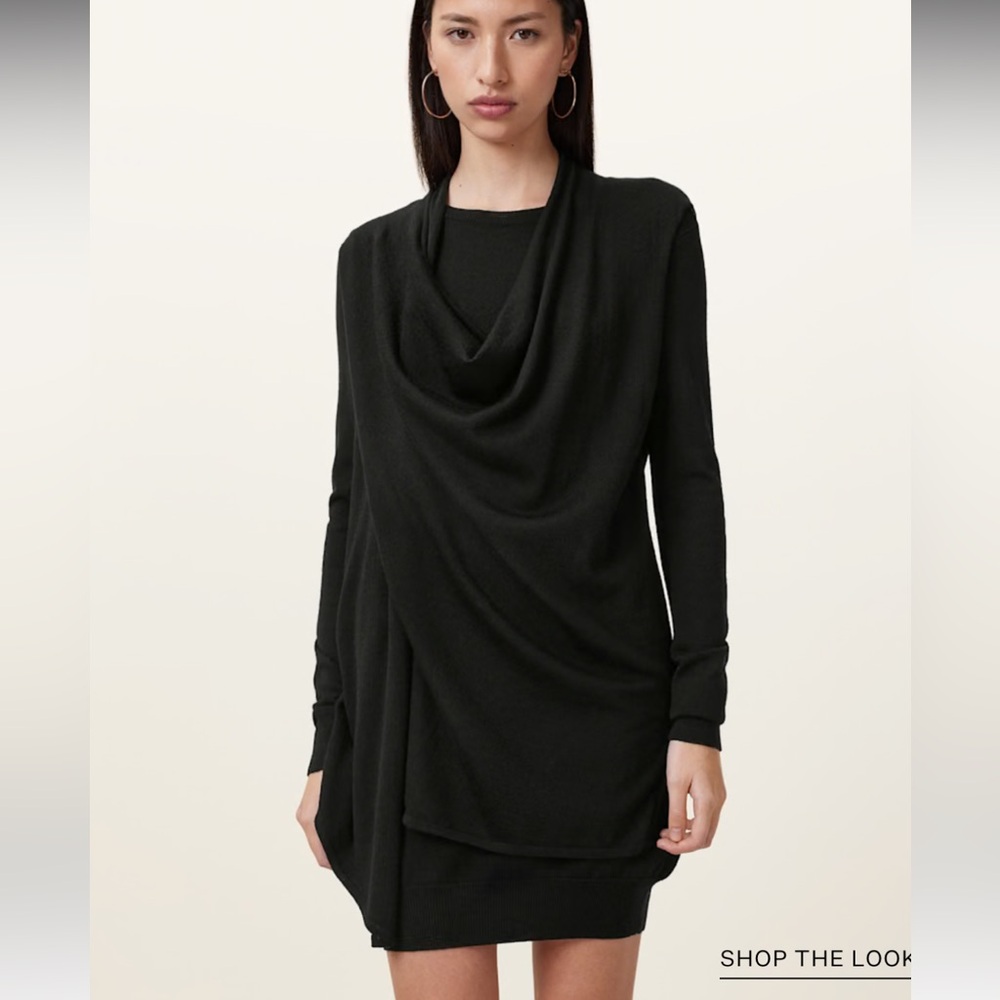 All Saints Drina Dress in Black/charcoal Gray